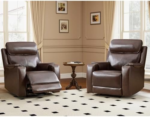 HAOMARKETS Premium Genuine Leather Power Recliner Chair by HAOMARKETS