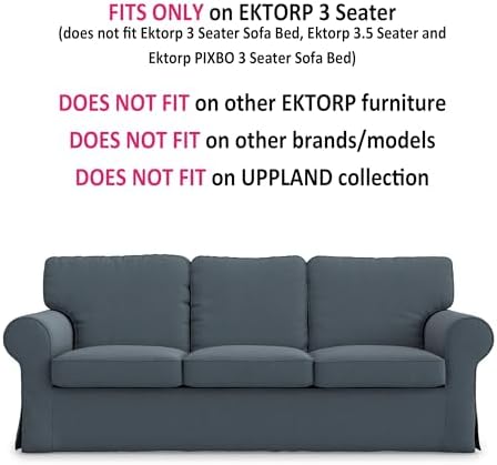 MASTERS OF COVERS Ektorp 3 Seat Sofa Cover Ektorp Slipcover-Titanium Grey - Image 2