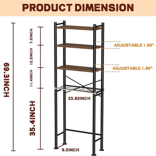 GloTika 4-Tier Over Toilet Storage, 69.3" H - Image 2