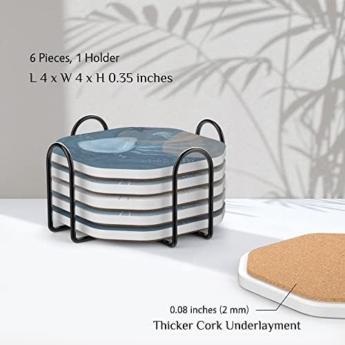 UMIRRO Absorbent Ceramic Stone Coasters Set of 6 - Image 5