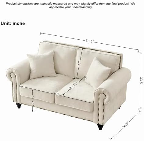 KEIKI 64" Oversized Chenille Loveseat Sofa - Image 2