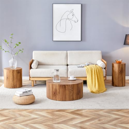 Round Coffee Table Set for 3, Modern Living Room Table Set, Wood Center Table - Image 4