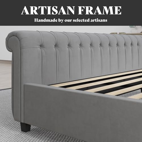 AMERLIFE California King Upholstered Sleigh Bed Frame - Image 7
