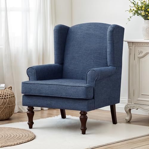 High Back Wingback Accent Chair, Upholstered Single Armchair Sofa by womina