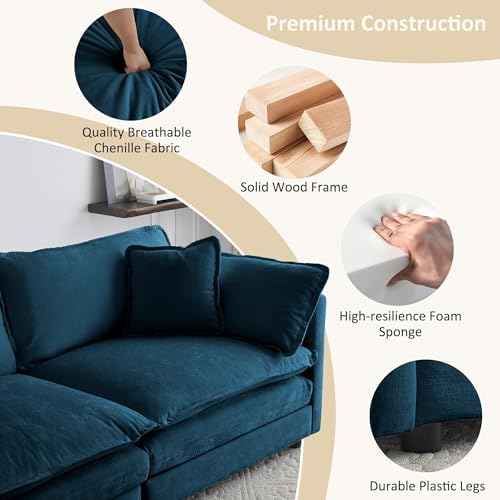 Tmsan 76.7" Deep Seat Cloud Loveseat Couch, 2 Seater Sectional Sofa - Image 3