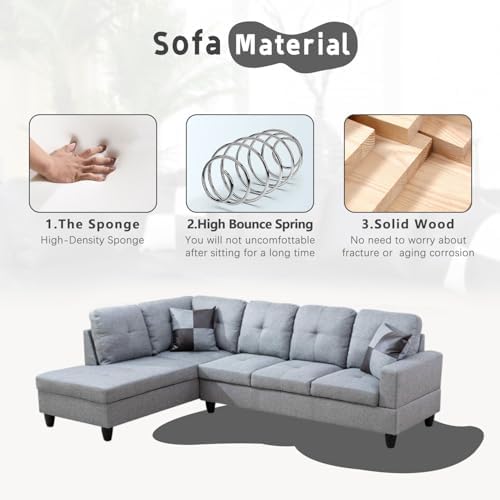 L-Shaped 3-Piece Linen Sofa - Image 4