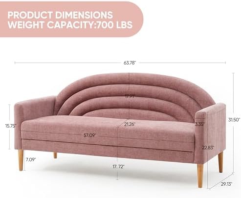 63" Small Loveseat Sofa for Small Spaces, Office Couch - Image 2