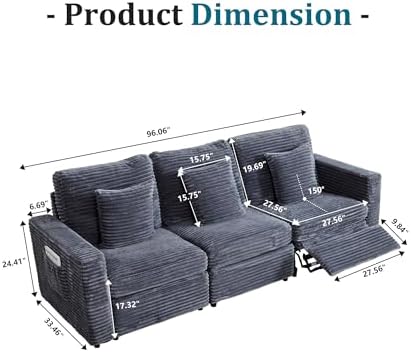 Power Reclining Sectional Sofa, Electric 3 Seat Recliner - Image 2