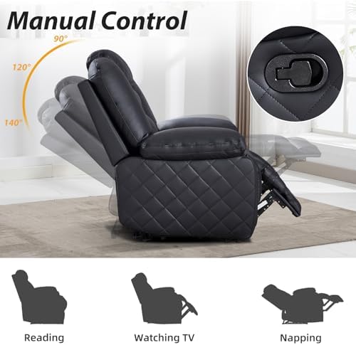 EBELLO Manual Recliner Sofa Set, Faux Leather Reclining Living Room Furniture - Image 4