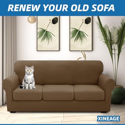 XINEAGE 4-Piece Stretch Sofa Cover, Washable Couch Covers - Image 4