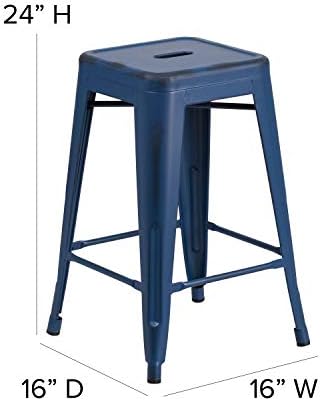 Flash Furniture Kai Commercial Grade 4 Pack 24" High Backless Distressed - Image 3