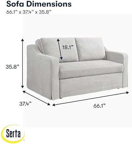 Serta Hawthorne 66.1" Slipcovered Convertible Sleeper Loveseat, Full Size - Image 2