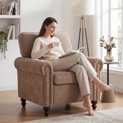 Rolled Arms Sofa Chair, Nailhead Accent Chair - Image 4