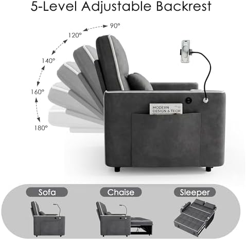 54'' Sleeper Sofa, Convertible Sofa Bed - Image 5