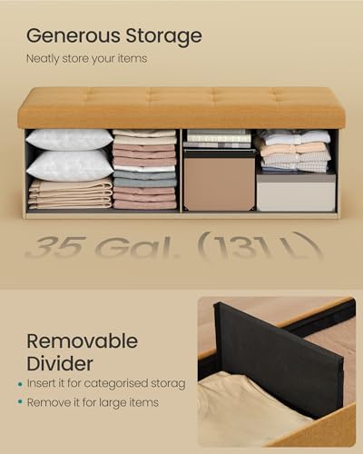 SONGMICS 43.3 Inches Folding Storage Ottoman Bench, Load 660 lb - Image 6