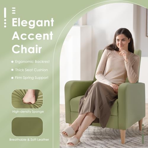 COLAMY Accent Chairs Set of 2, Faux Leather Living Room Chairs - Image 4