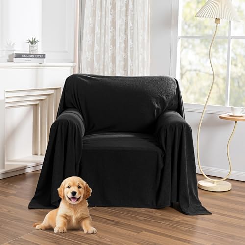 MYSKY HOME Black Couch Covers for Reclining Couch, Non-Slip Sectional Sofa by MYSKYHOME
