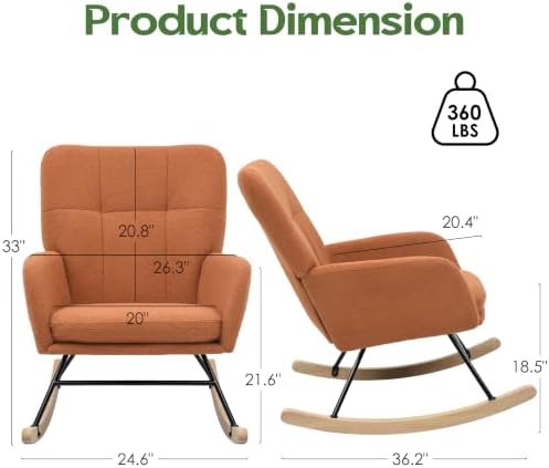 Nursery Rocking Chair Teddy, Upholstered Glider Rocker - Image 2