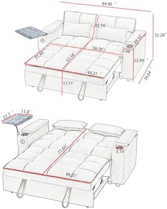 hansones ​66" Multi-Functional Pull-Out Sofa Bed - Image 2