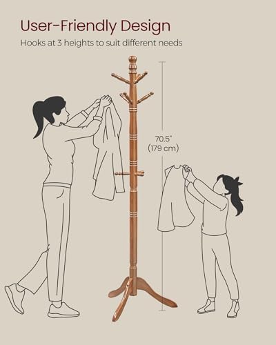 VASAGLE Freestanding Coat Rack, Rubber Wood Coat Tree - Image 5