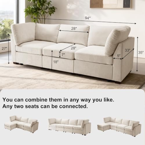 EDILLY 94 inches Oversized Modular Sectional Fabric Cloud Sofa Set, Extra Large - Image 2