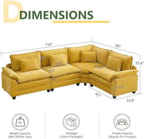 Oversized Modular Sectional Sofa Set, Convertible Deep Seat Cloud Couch - Image 2