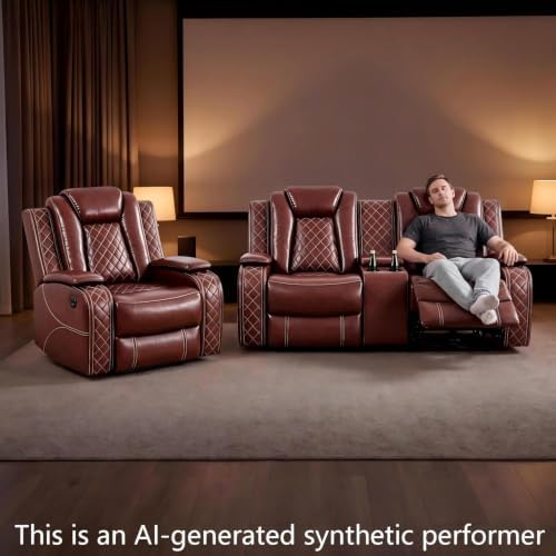 Leather Power Recliner Sofa Set - Image 3