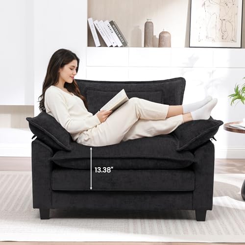 Modern Oversized Accent Chairs Set of 2, Chenille Cloud Sofa Chair - Image 3