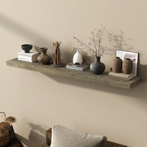 Acovy 55" Unfinished Solid Reclaimed Wood Floating Shelves, Rustic Heavy-Duty - Image 2