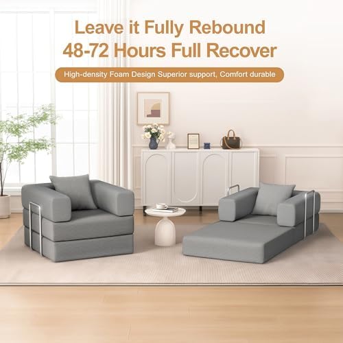 Single Couch Sofa for Small Spaces, 2-in-1 Single Boneless Sofa - Image 3