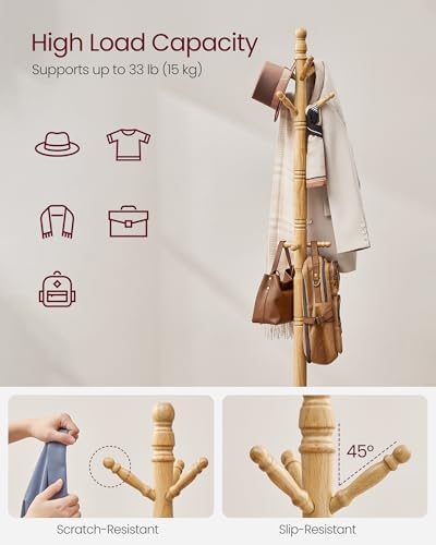 VASAGLE Freestanding Coat Rack, Rubber Wood Coat Tree - Image 3