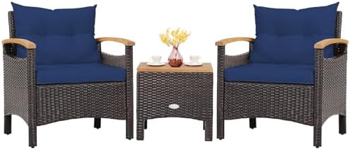 Tangkula 3-Piece Patio Furniture Set, Patiojoy Outdoor Rattan Sofa Set by TANGKULA