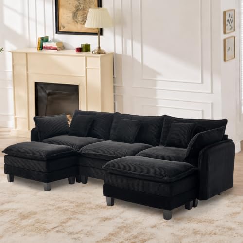 Corduroy Cloud Couch Modular Sectional Sofa, Oversized Deep Seat Modern by VBONDA