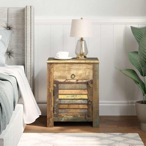 Reclaimed Wood End Table with 1 Drawer and 1 Door - Image 3