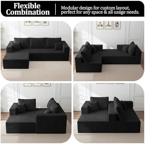 108" Modular Sectional Sofa, L-Shaped Cloud Couch - Image 4