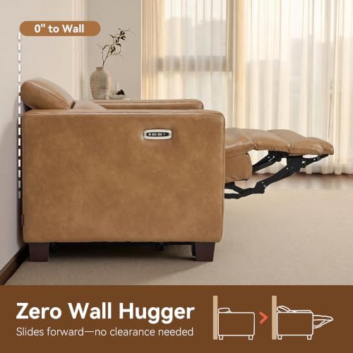MCombo 85.4'' Zero Wall Hugger Power Recliner Sofa, HL198M3 Toast - Image 5