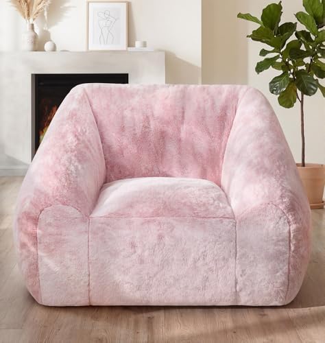 Hobestluk Bean Bag Chair Plush Cozy Chair Armrest Living Room Adult Pink by YourHomeDeservesMore