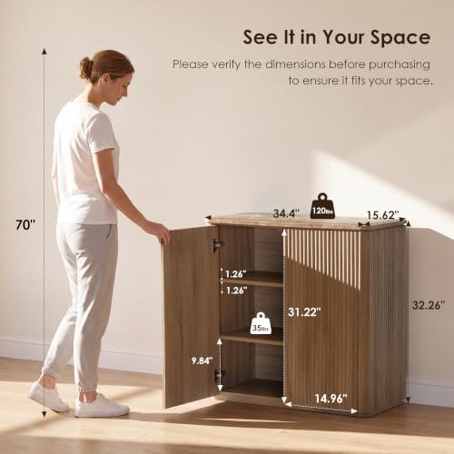 34" Fluted Sideboard Cabinet - Image 2