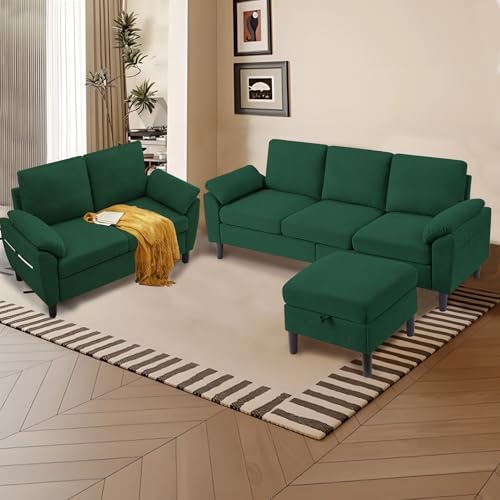 80" Convertible Sectional Sofa Set, Modern Linen Small L Shaped Couch - Image 3