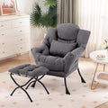 Furlide Lazy Chair with Ottoman, Comfy Fabric Accent Lounge Arm Chair with by Furlide