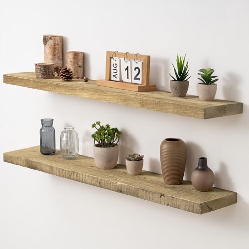 Acovy 40" Unfinished Solid Reclaimed Wood Floating Shelves, Rustic Heavy-Duty by Acovy