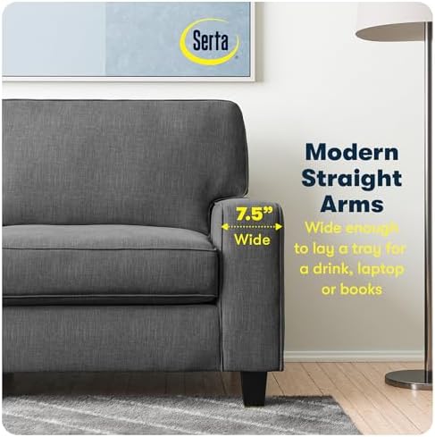 Serta Palisades 78" Track Arm Sofa, Easy Care Polyester, Soft Pillow Back - Image 6