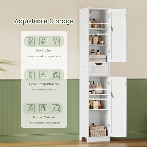 Iwell 66.9" Tall Bathroom Storage Cabinet - Image 6