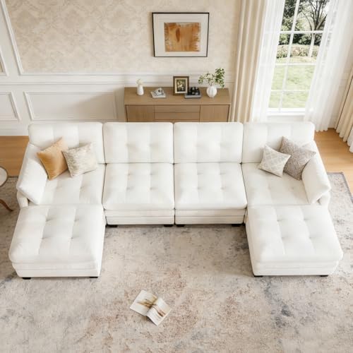 116.5" Modular Sectional Cloud Couch, U Shaped Tufted Sofa - Image 7