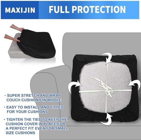 MAXIJIN Velvet Stretch Cushion Covers Fitted Couch Cushion Slipcovers Sofa Seat - Image 4