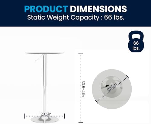 Flash Furniture 23.5 in Glass Adjustable Round Table - Image 2