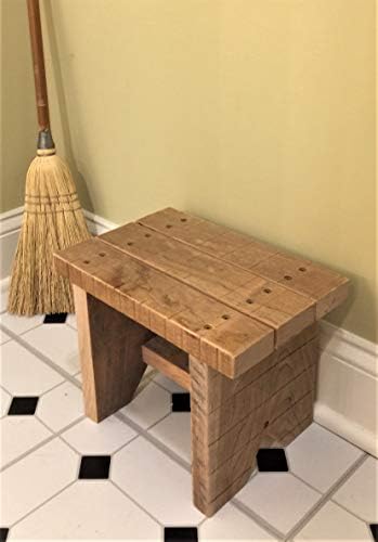 Classic Amish Reclaimed Wood Stool. Natural, Solid. Versatile Home Decor Piece. - Image 2