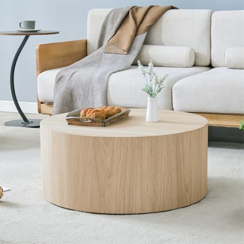 Round Coffee Table for Living Room Table, Modern Wood Coffee Table, Center Table by BAOPIN