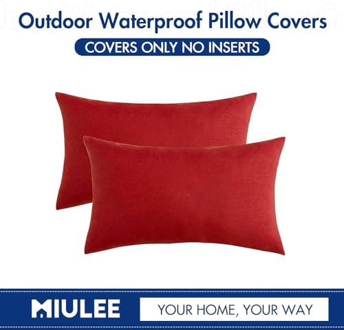 MIULEE Decorative Outdoor Pillow Covers Christmas Lumbar 12x20 Red - Image 6