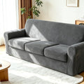 Luxury Velvet Sofa Covers for 3 Cushion Couch, Dark Grey by HOMECOVER